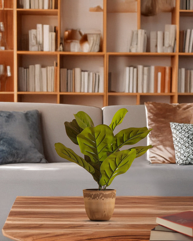 Alamkari India Fabric Artificial Potted Fiddle Leaf Fig Plants (35 cm, Set of 2)