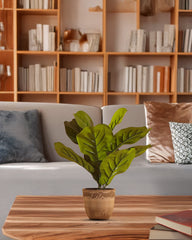 Alamkari India Fabric Artificial Potted Fiddle Leaf Fig Plants (35 cm, Set of 2)