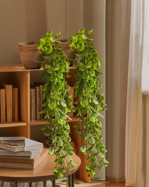 Alamkari India Fabric Artificial Potted Hanging Green Bush (Set of 2, 80 cm)