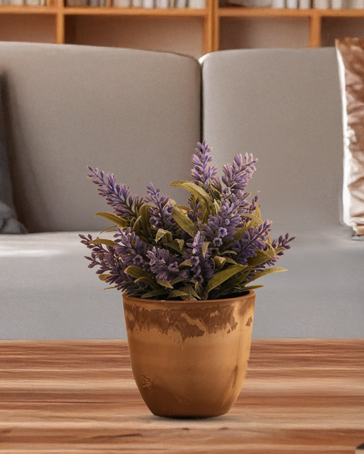 Alamkari India Fabric Artificial Potted Lavender Plant (Set of 2, 18 cm)