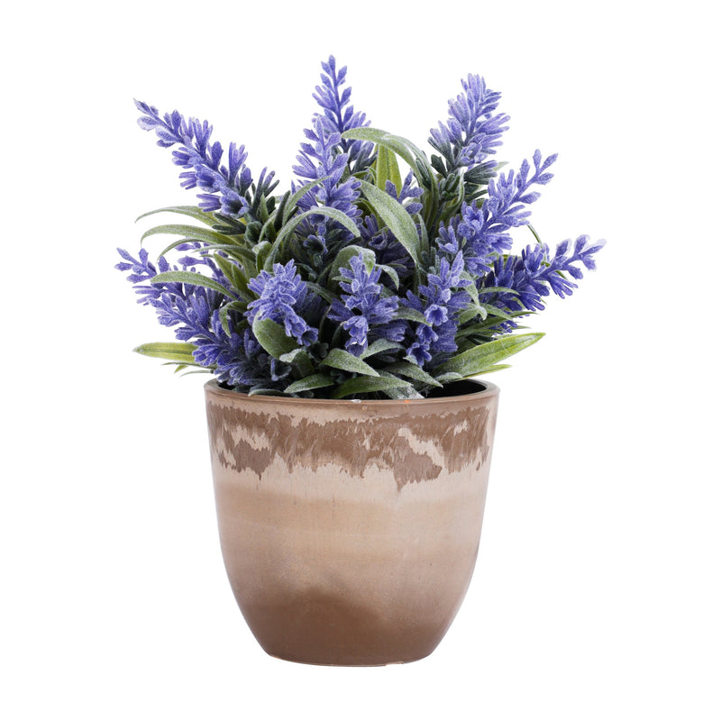Alamkari India Fabric Artificial Potted Lavender Plant (Set of 2, 18 cm)