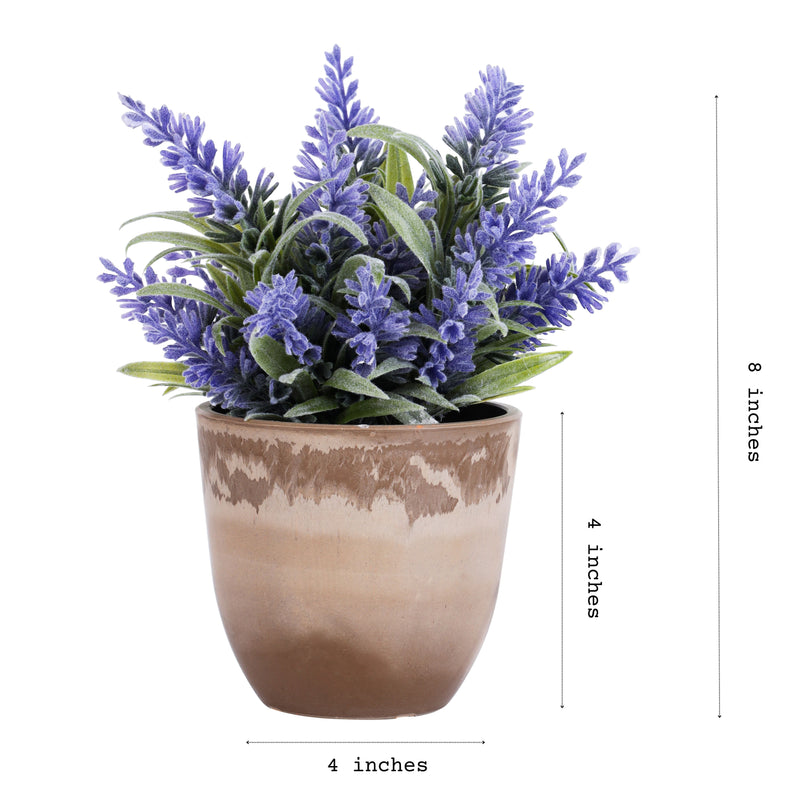 Alamkari India Fabric Artificial Potted Lavender Plant (Set of 2, 18 cm)