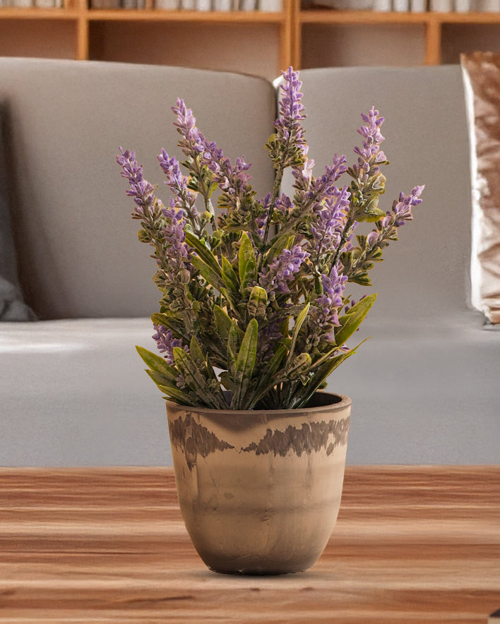 Alamkari India Fabric Artificial Potted Lavender Plant (Set of 2, 35 cm)