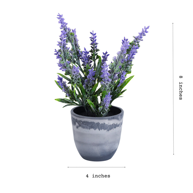 Alamkari India Fabric Artificial Potted Lavender Plant (Set of 2, 35 cm)