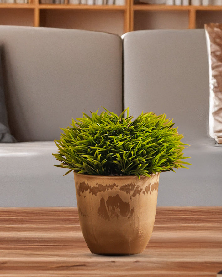 Alamkari India Fabric Artificial Potted Topiary Bush (Set of 2, 15 cm)