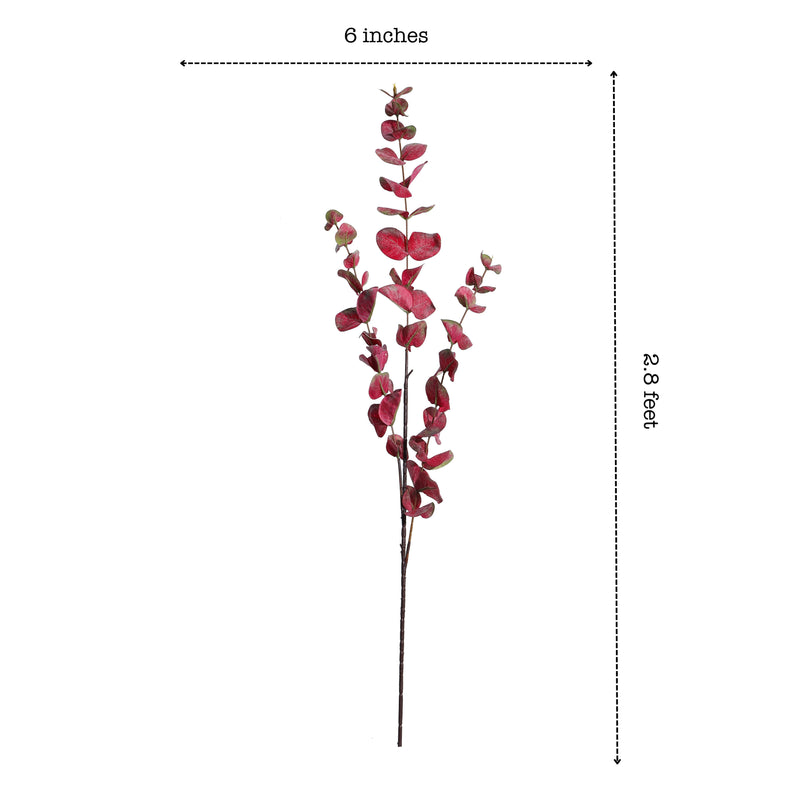 Alamkari India Fabric Artificial Red Eucalyptus Sticks (3 Sticks, 80 cm)