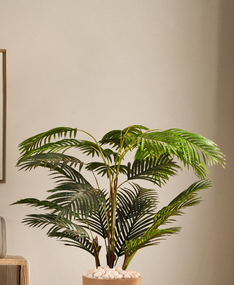 Alamkari India Fabric & Plastic Artificial Areca Palm Plant in Black Pot (130 cm)