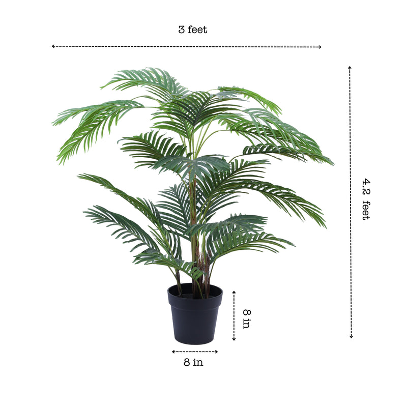Alamkari India Fabric & Plastic Artificial Areca Palm Plant in Black Pot (130 cm)
