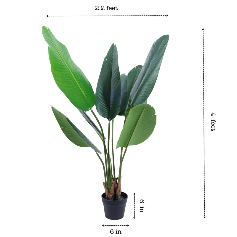 Alamkari India Fabric & Plastic Artificial Banana Plant in Black Pot (120 cm)