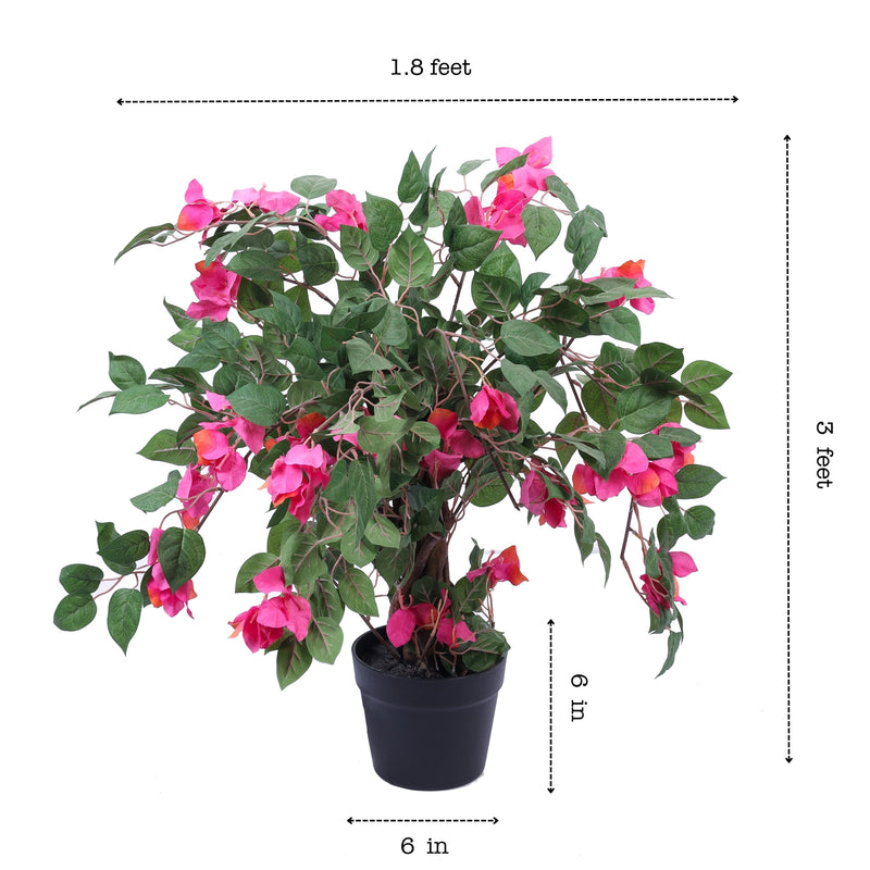 Alamkari India Fabric & Plastic Artificial Bougainvillea Bonsai Tree in Black Pot (90 cm)
