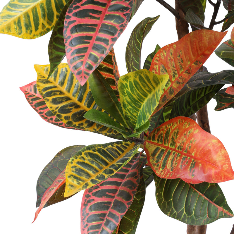 Alamkari India Fabric & Plastic Artificial Croton Plant in Black Pot (120 cm)
