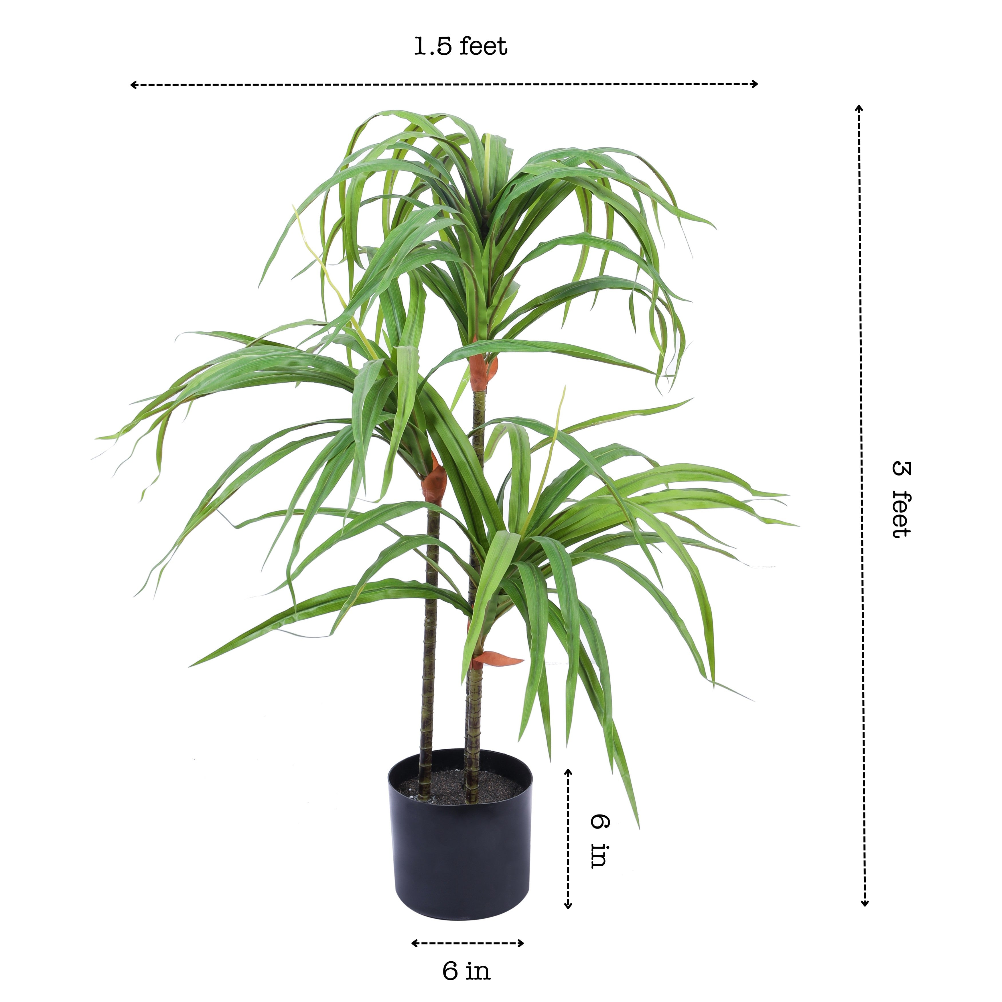 Alamkari India Fabric & Plastic Artificial Dracaena Plant in Black Pot (90 cm)