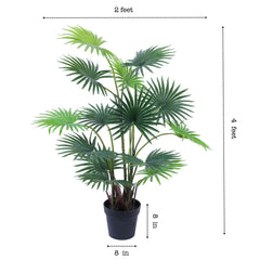 Alamkari India Fabric & Plastic Artificial Fan Palm in Black Pot (120 cm)