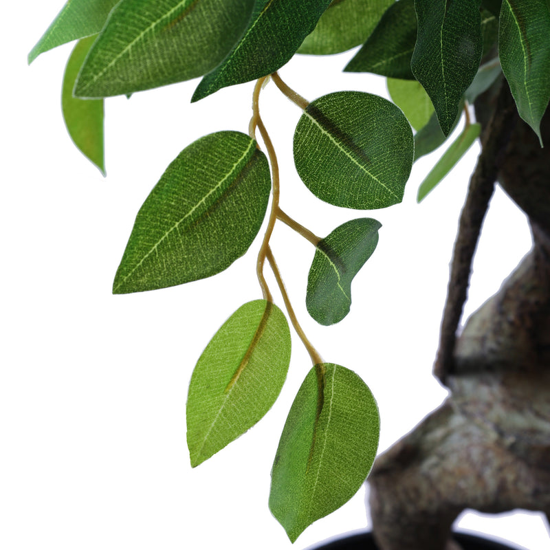 Alamkari India Fabric & Plastic Artificial Ficus Bonsai in Black Pot (120 cm)