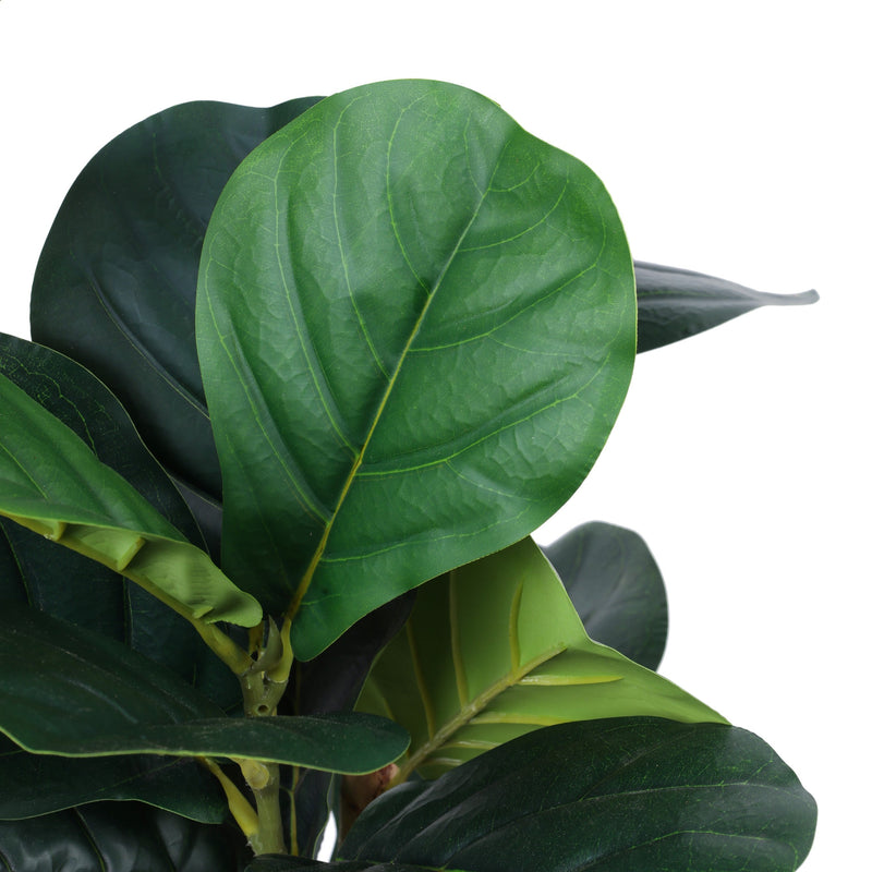Alamkari India Fabric & Plastic Artificial Fiddle Leaf Fig Plant in Black Pot (120 cm)
