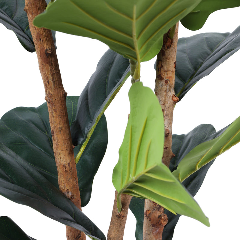 Alamkari India Fabric & Plastic Artificial Fiddle Leaf Fig Plant in Black Pot (120 cm)