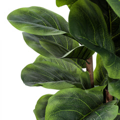 Alamkari India Fabric & Plastic Artificial Fiddle Leaf Fig Plant in Black Pot (140 cm)