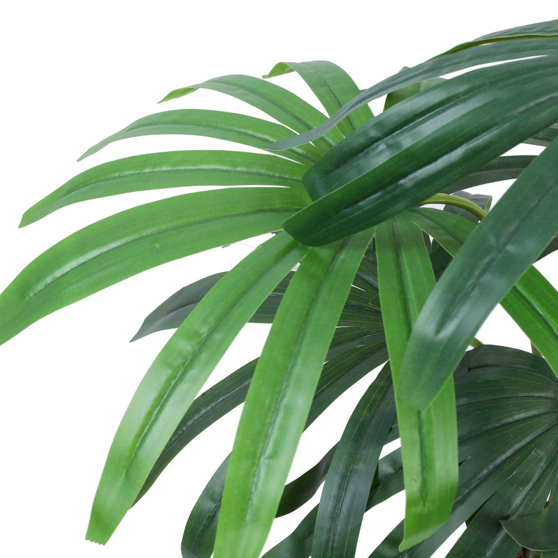 Alamkari India Fabric & Plastic Artificial Rhapis Palm Tree in Black Pot (120 cm)