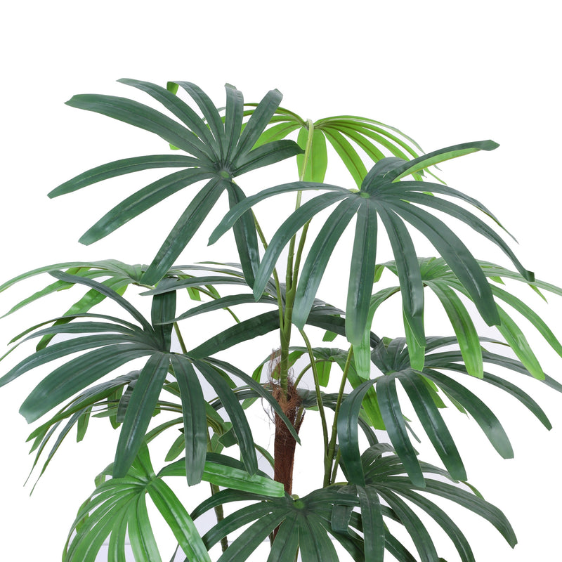 Alamkari India Fabric & Plastic Artificial Rhapis Palm Tree in Black Pot (150 cm)