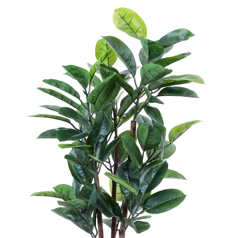 Alamkari India Fabric & Plastic Artificial Rubber Tree in Black Pot (120 cm)
