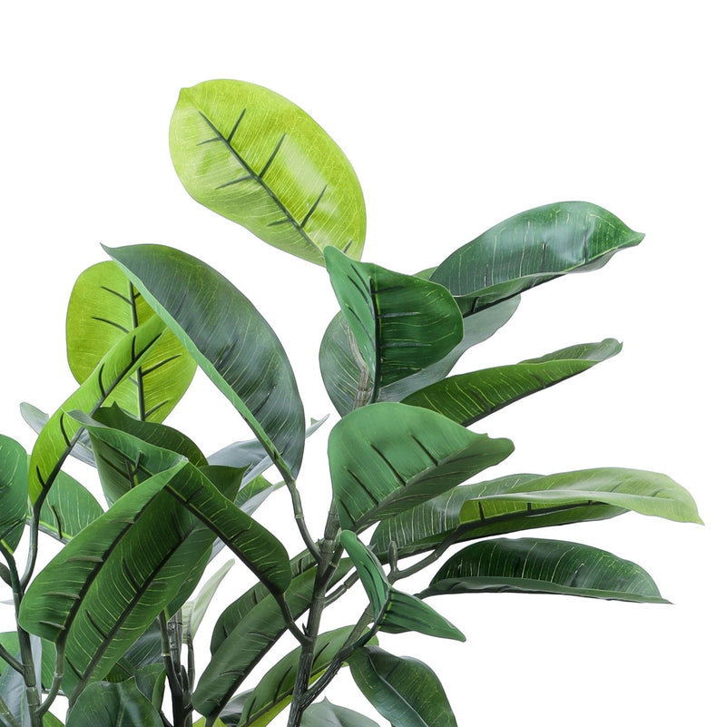 Alamkari India Fabric & Plastic Artificial Rubber Tree in Black Pot (120 cm)