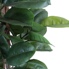 Alamkari India Fabric & Plastic Artificial Rubber Tree in Black Pot (150 cm)
