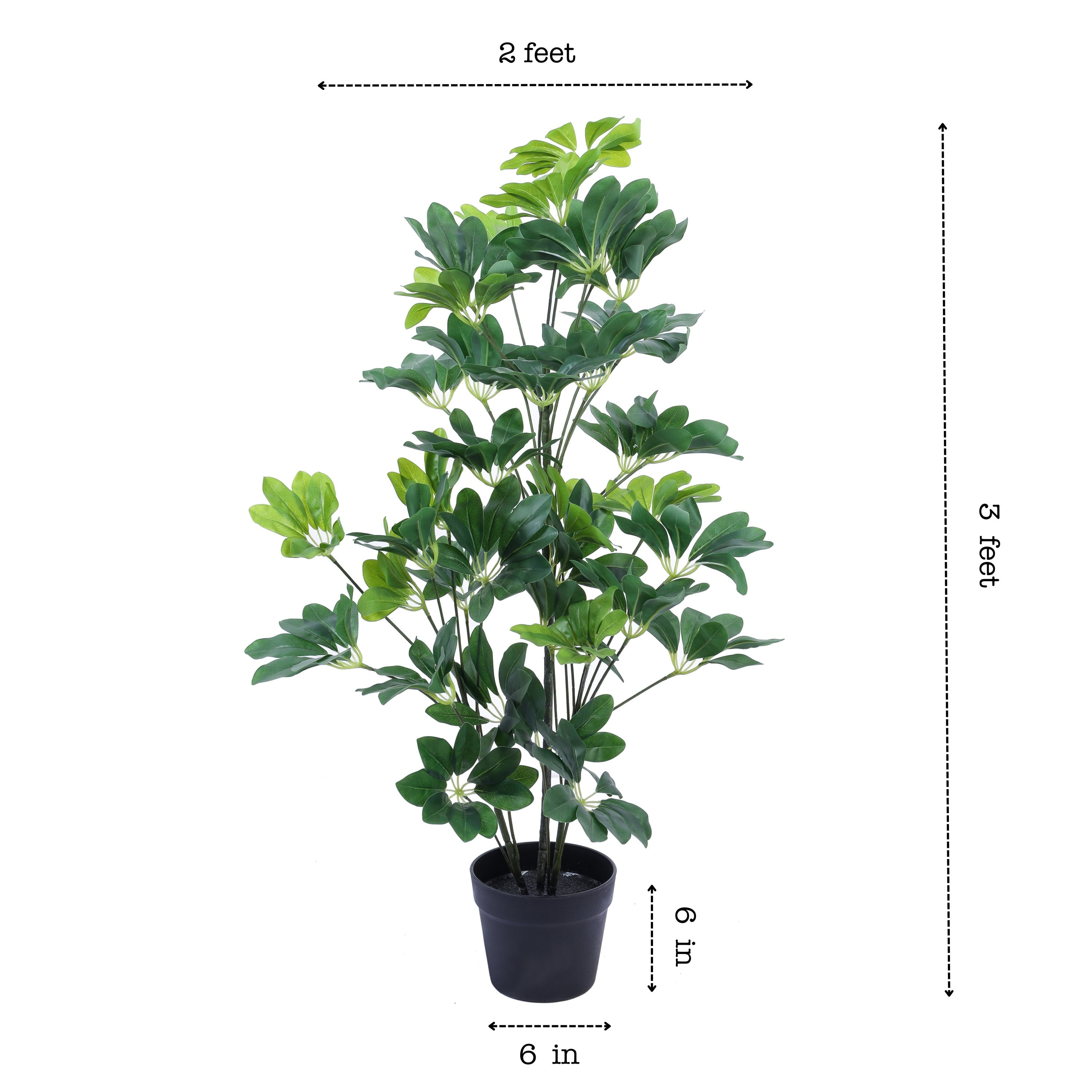 Alamkari India Fabric & Plastic Artificial Schefflara Plant in Black Pot (90 cm)