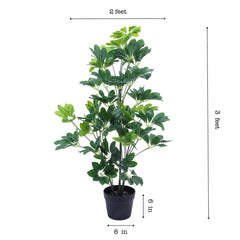 Alamkari India Fabric & Plastic Artificial Schefflara Plant in Black Pot (90 cm)
