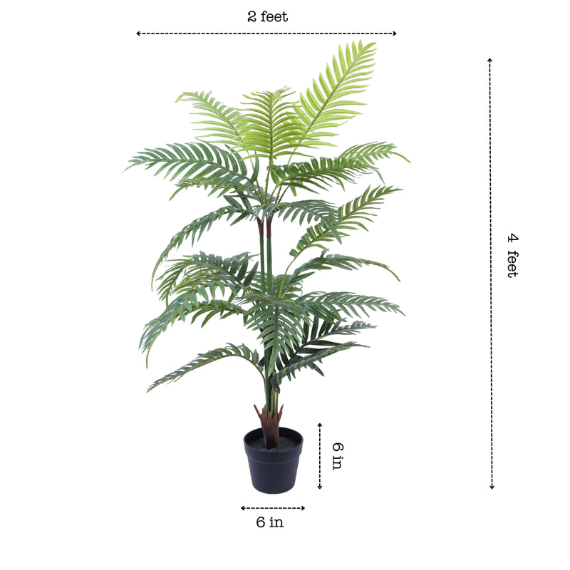Alamkari India Fabric & Plastic Artifiical Areca Palm Plant in Black Pot (120 cm)