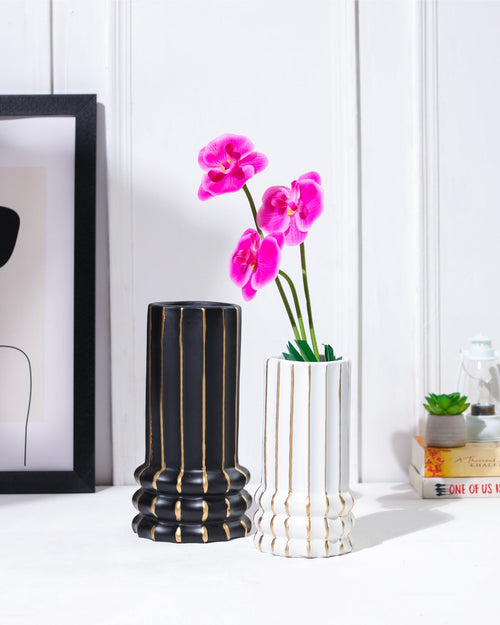 Alamkari India Fluted Footed Cylinder Vase