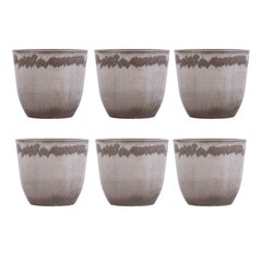 Alamkari India FRP (Fiberglass) / Brown Set of 6 Taupe FRP Pots (3 inches)