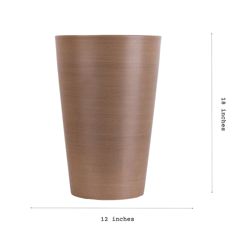 Alamkari India FRP (Fiberglass) / Brown Terra Planter (Large, 12x18 inches, Taupe)