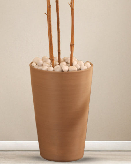 Alamkari India FRP (Fiberglass) / Brown Terra Planter (Large, 12x18 inches, Taupe)