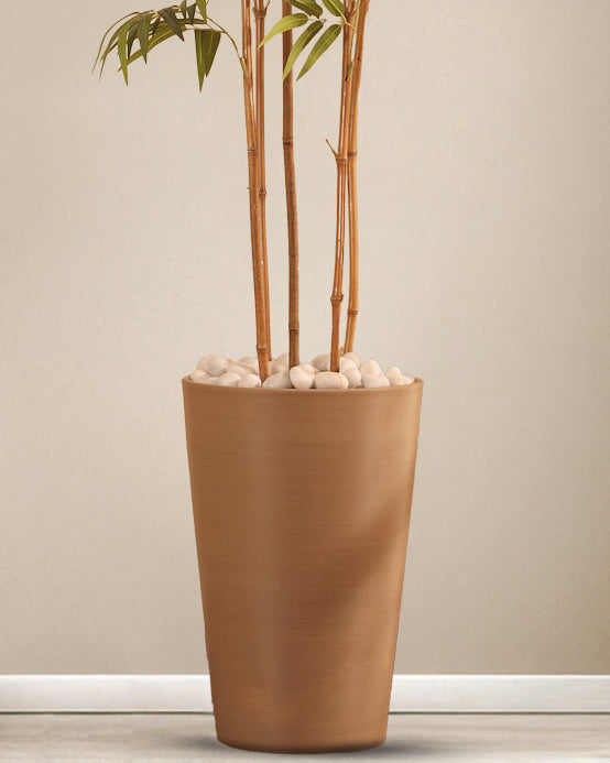 Alamkari India FRP (Fiberglass) / Brown Terra Planter (Large, 12x18 inches, Taupe)
