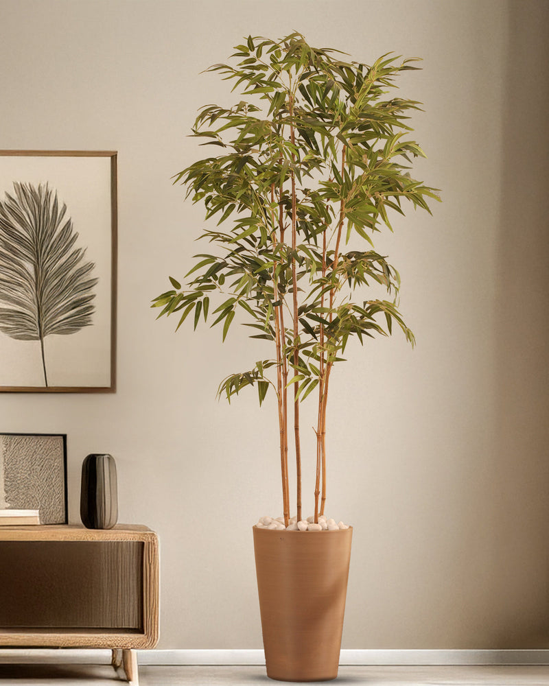 Alamkari India FRP (Fiberglass) / Brown Terra Planter (Large, 12x18 inches, Taupe)