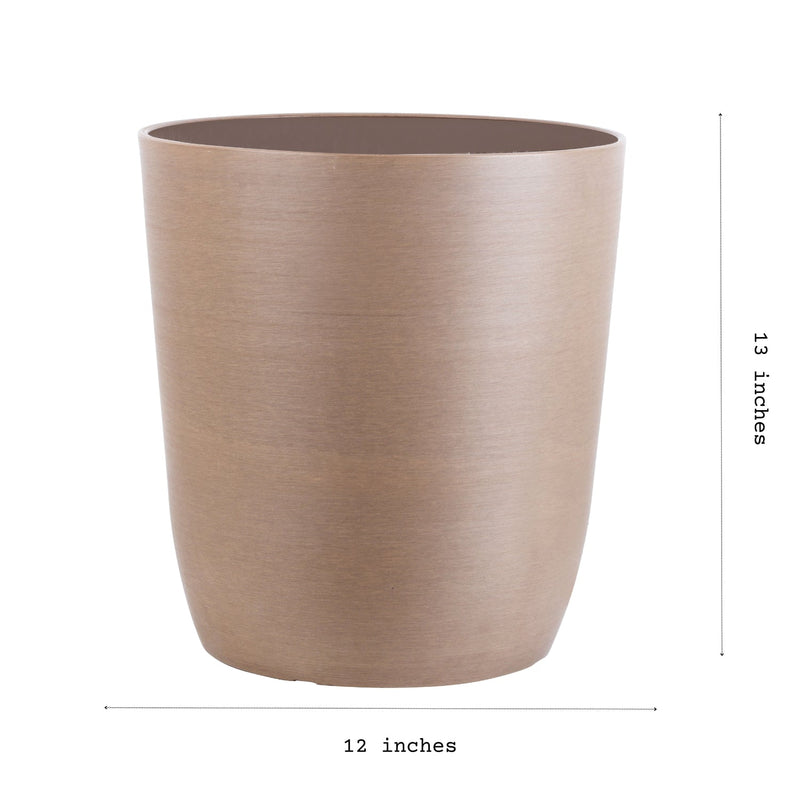 Alamkari India FRP (Fiberglass) / Brown Verdant Planter (Medium, 12x13 inches, Taupe)