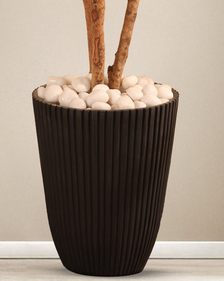 Alamkari India FRP (Fiberglass) / Charcoal Ribbed Charcoal Planter (12*15 inches)