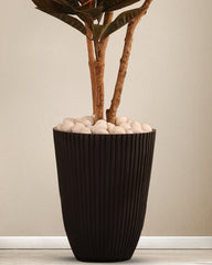 Alamkari India FRP (Fiberglass) / Charcoal Ribbed Charcoal Planter (12*15 inches)