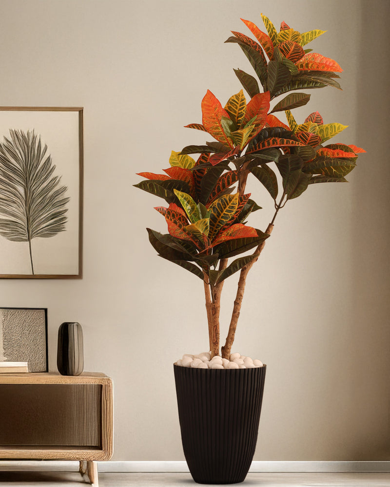 Alamkari India FRP (Fiberglass) / Charcoal Ribbed Charcoal Planter (12*15 inches)