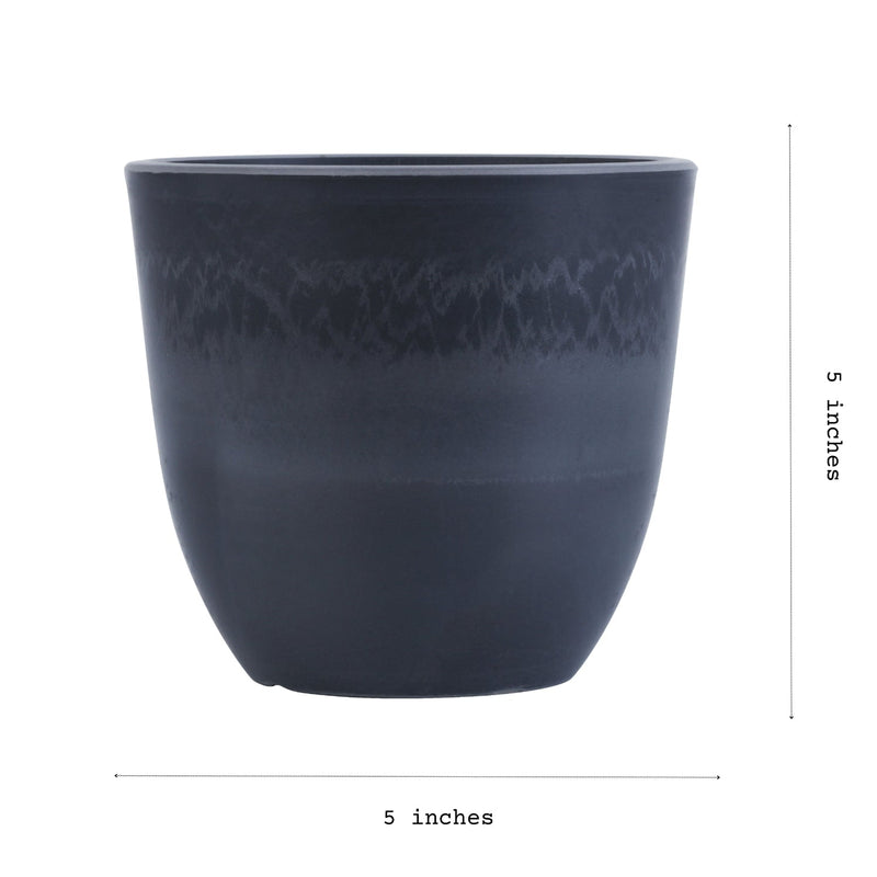 Alamkari India FRP (Fiberglass) / Grey Set of 4 Slate Grey FRP Pots (5 inches)