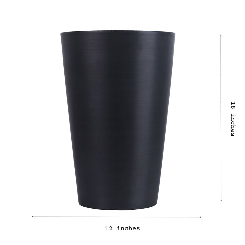 Alamkari India FRP (Fiberglass) / Grey Terra Planter (Large, 12x18 inches, Slate Grey)