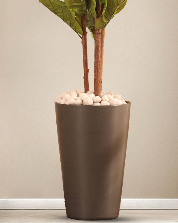 Alamkari India FRP (Fiberglass) / Grey Terra Planter (Large, 12x18 inches, Slate Grey)