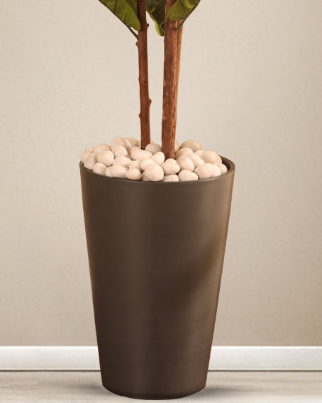 Alamkari India FRP (Fiberglass) / Grey Terra Planter (Large, 12x18 inches, Slate Grey)