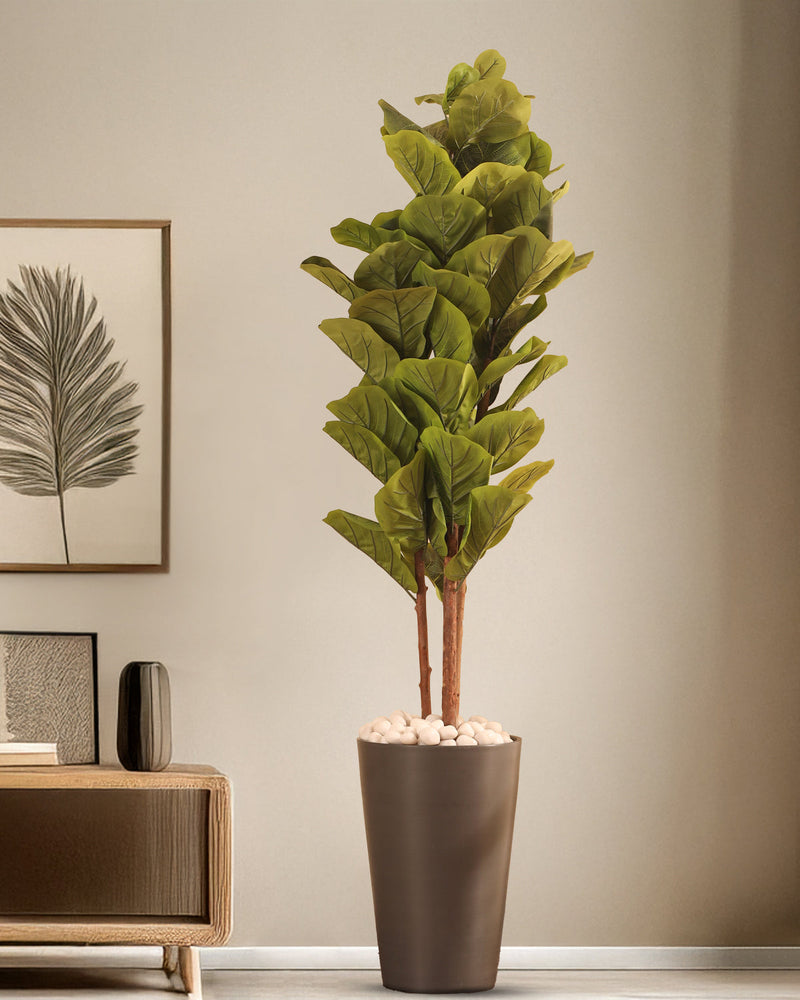 Alamkari India FRP (Fiberglass) / Grey Terra Planter (Large, 12x18 inches, Slate Grey)