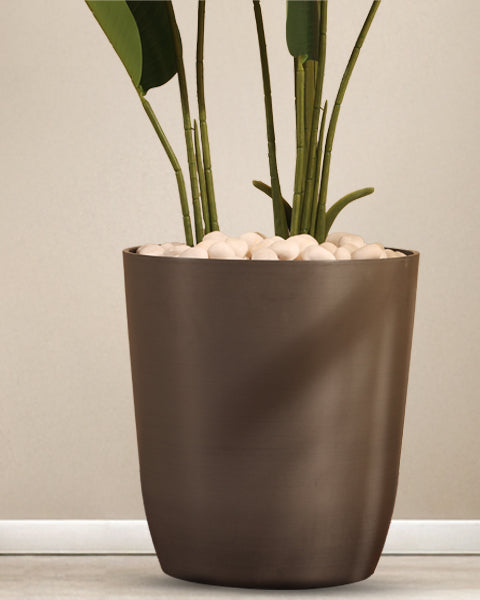 Alamkari India FRP (Fiberglass) / Grey Verdant Planter (Large, 16x18 inches, Slate Grey)