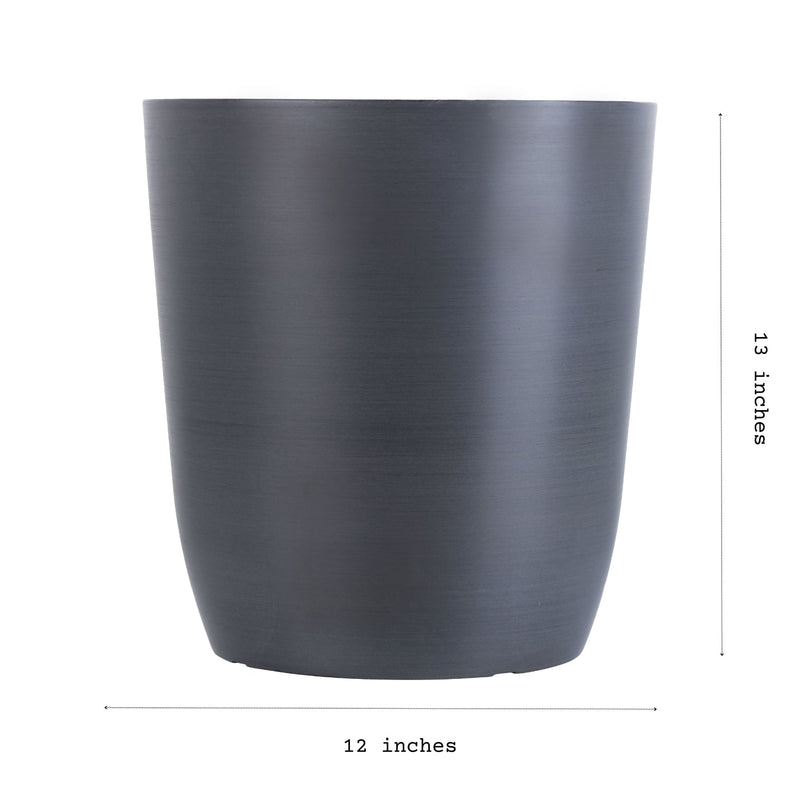 Alamkari India FRP (Fiberglass) / Grey Verdant Planter (Medium, 12x13 inches, Slate Grey)