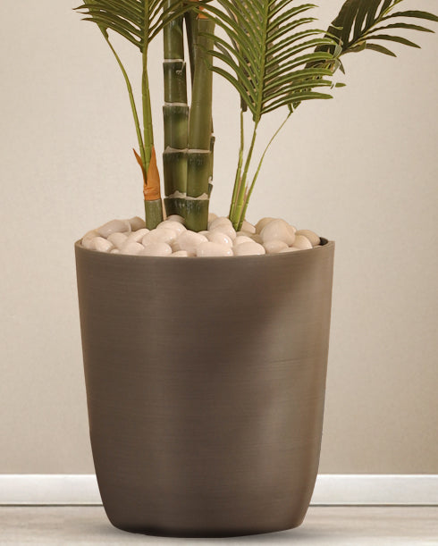 Alamkari India FRP (Fiberglass) / Grey Verdant Planter (Medium, 12x13 inches, Slate Grey)