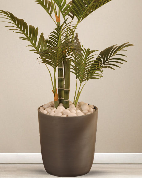 Alamkari India FRP (Fiberglass) / Grey Verdant Planter (Medium, 12x13 inches, Slate Grey)