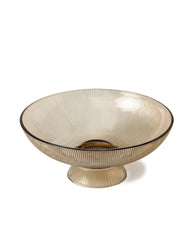 Alamkari India Glass Brown Ribbed Glass Fruit Bowl
