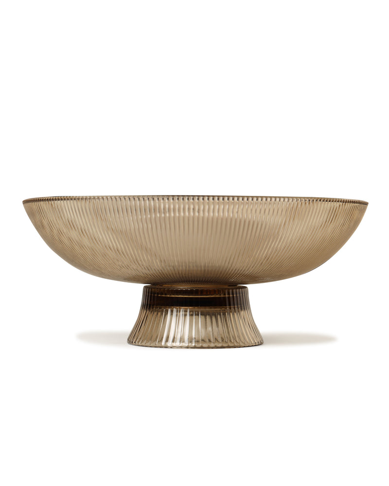 Alamkari India Glass Brown Ribbed Glass Fruit Bowl